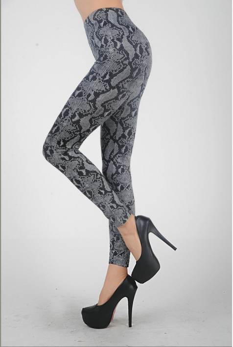 Gray Snakeskin Pattern Leggings